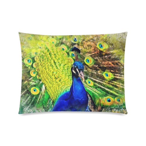 peacock Custom Zippered Pillow Case 20"x26"(Twin Sides)