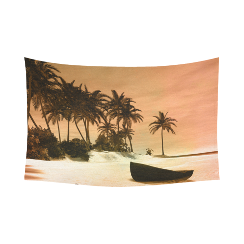 Wonderful seascape with tropical island Cotton Linen Wall Tapestry 90"x 60"