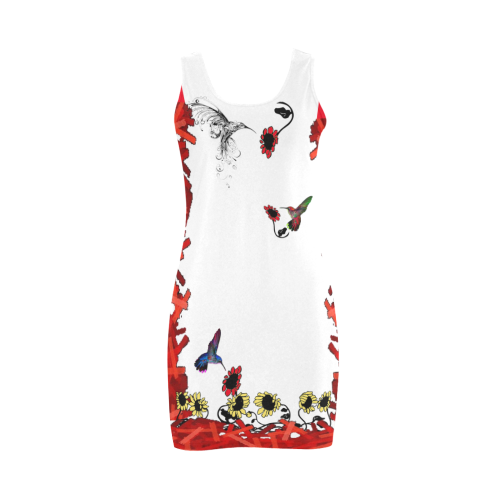 Hummingbird Border Print Medea Vest Dress (Model D06)