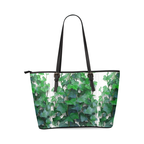 Vines, climbing plant Leather Tote Bag/Large (Model 1640)