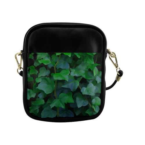 Vines, climbing plant on black Sling Bag (Model 1627)