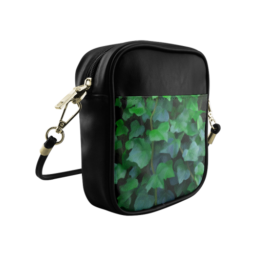 Vines, climbing plant on black Sling Bag (Model 1627)