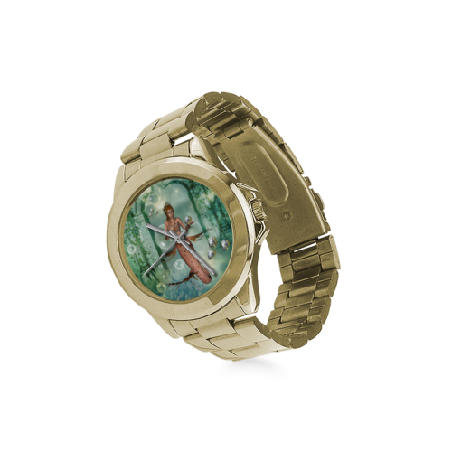Beautiful mermaid fith butterflyfish Custom Gilt Watch(Model 101)