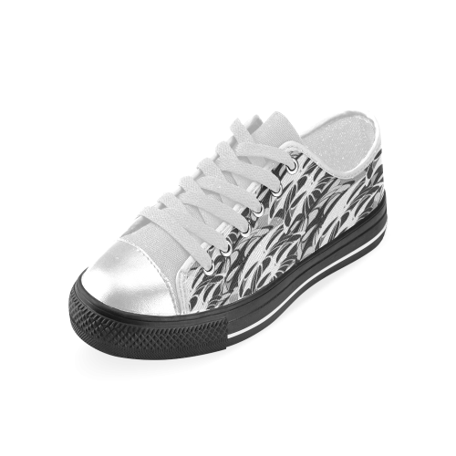 Alien Troops - Black & White Women's Classic Canvas Shoes (Model 018)