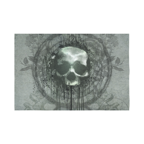 Awesome skull with bones and grunge Cotton Linen Wall Tapestry 90"x 60"