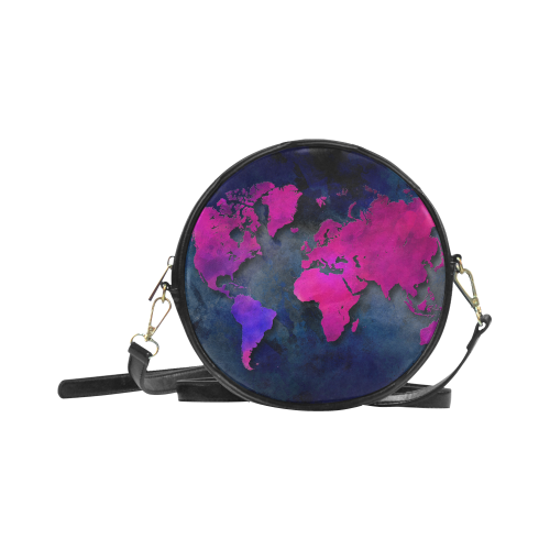 world map 14 Round Sling Bag (Model 1647)