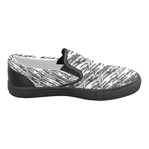 Alien Troops - Black & White Women's Unusual Slip-on Canvas Shoes (Model 019)