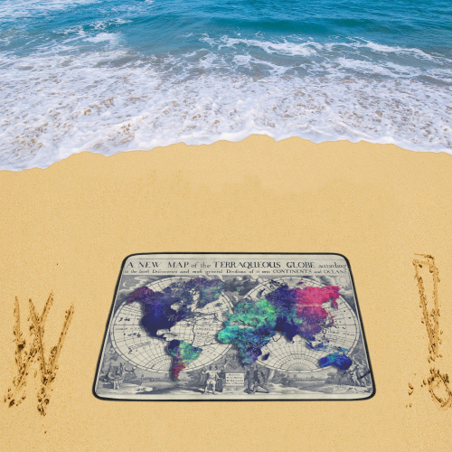 world map 22 Beach Mat 78"x 60"