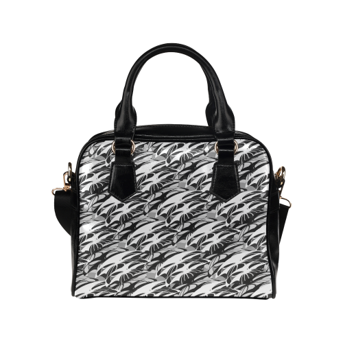 Alien Troops - Black & White Shoulder Handbag (Model 1634)