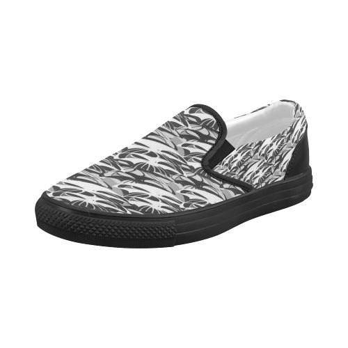 Alien Troops - Black & White Women's Slip-on Canvas Shoes (Model 019)