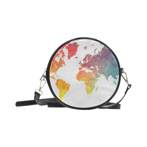 world map 15 Round Sling Bag (Model 1647)