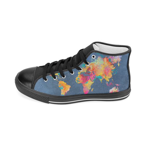 world map 18 Men’s Classic High Top Canvas Shoes (Model 017)