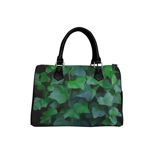 Vines, climbing plant on black Boston Handbag (Model 1621)