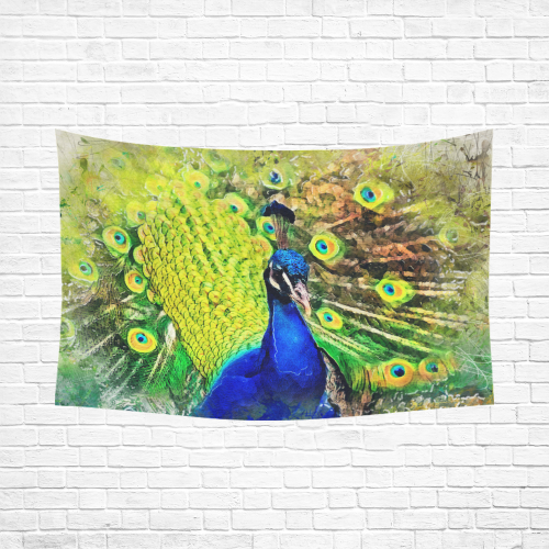 peacock Cotton Linen Wall Tapestry 90"x 60"