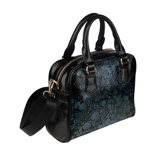 3D ornaments, psychedelic blue teal Shoulder Handbag (Model 1634)