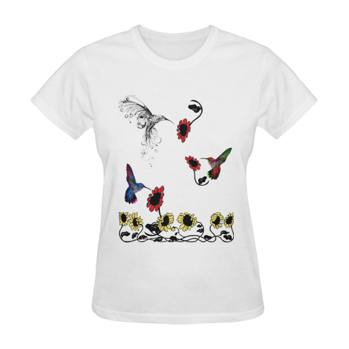 Hummingbird Border Print Sunny Women's T-shirt (Model T05)