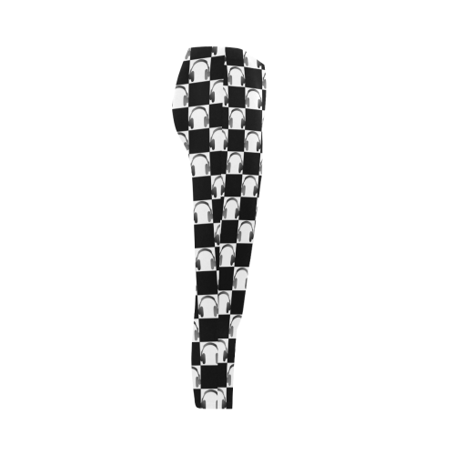 Music Headphones Checkerboard by ArtformDesigns Capri Legging (Model L02)
