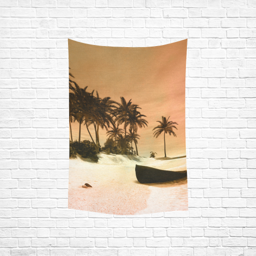 Wonderful seascape with tropical island Cotton Linen Wall Tapestry 40"x 60"