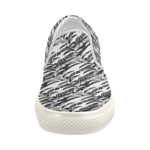 Alien Troops - Black & White Women's Slip-on Canvas Shoes (Model 019)