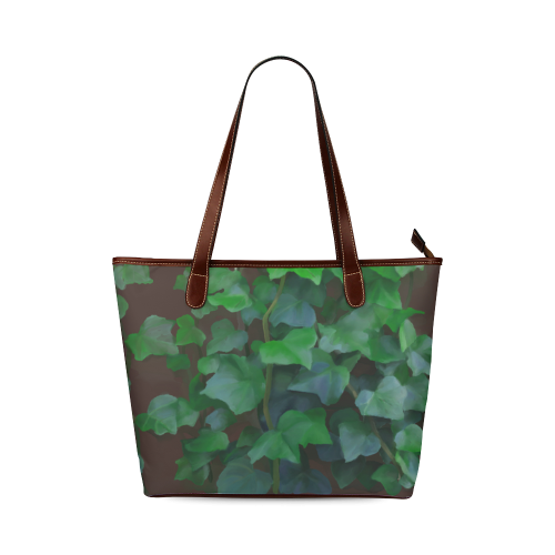 Vines, climbing plant on brown Shoulder Tote Bag (Model 1646)