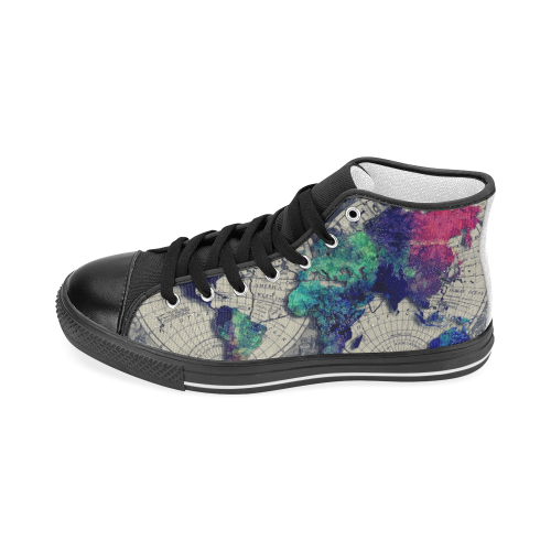 world map 22 Men’s Classic High Top Canvas Shoes (Model 017)