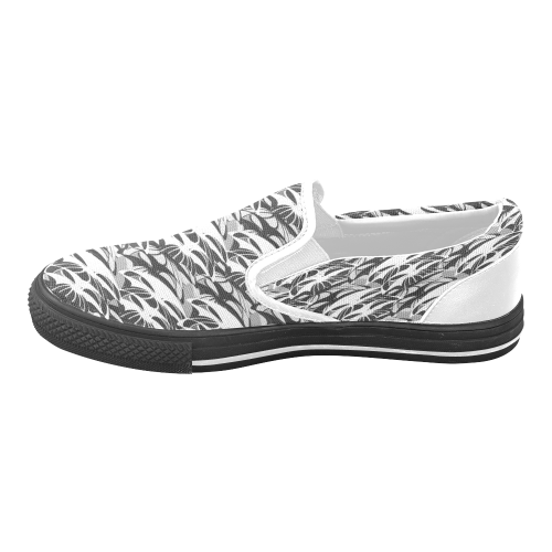 Alien Troops - Black & White Women's Unusual Slip-on Canvas Shoes (Model 019)