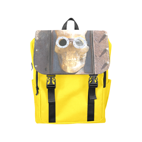 Steampunk skull pirate on yellow Casual Shoulders Backpack (Model 1623)