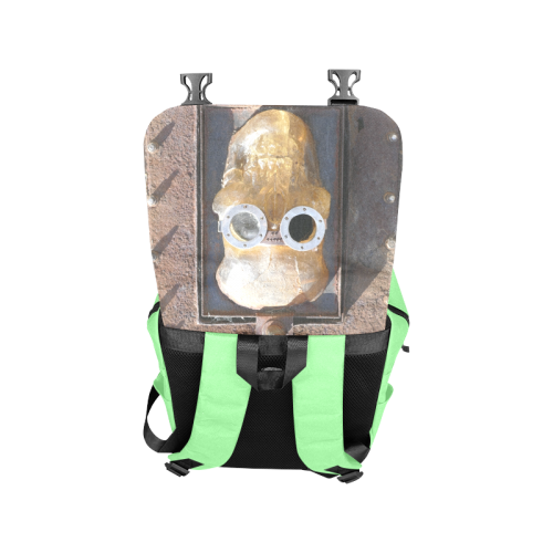 Steampunk skull pirate on green Casual Shoulders Backpack (Model 1623)