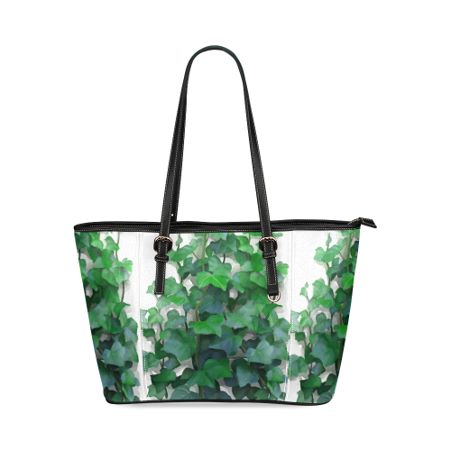 Vines, climbing plant Leather Tote Bag/Large (Model 1640)