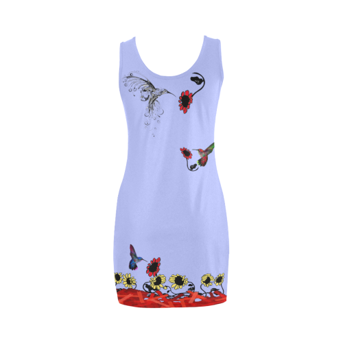 Hummingbird Border Print Medea Vest Dress (Model D06)