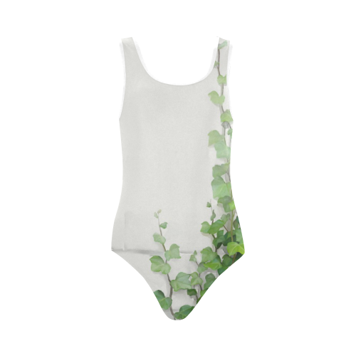 Watercolor Vines, climbing plant Vest One Piece Swimsuit (Model S04)