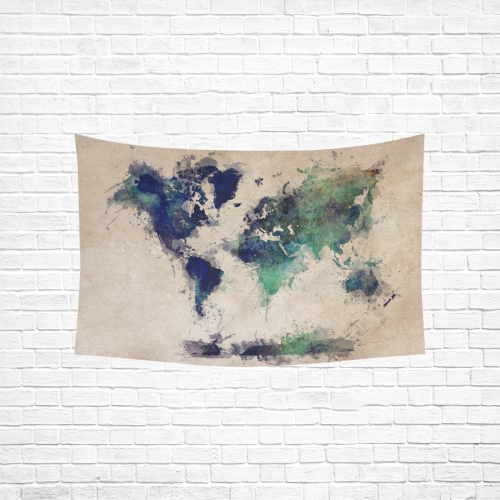 world map 20 Cotton Linen Wall Tapestry 60"x 40"