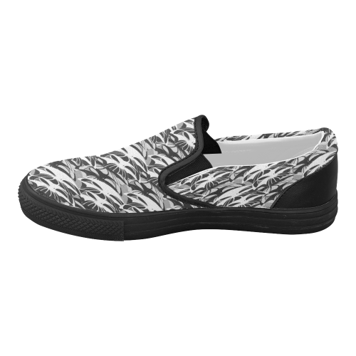 Alien Troops - Black & White Women's Slip-on Canvas Shoes (Model 019)