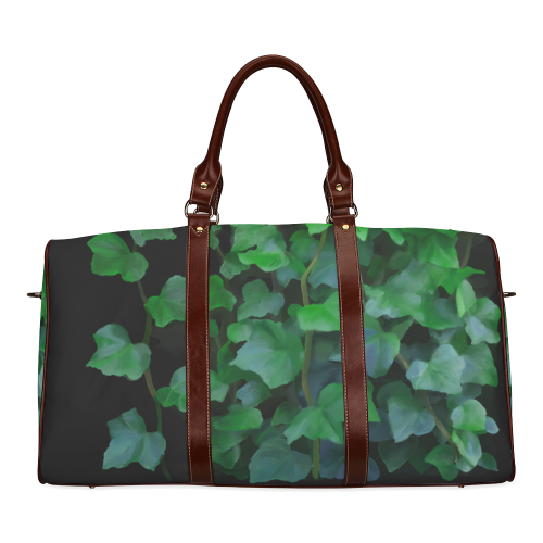 Vines, climbing plant on black Waterproof Travel Bag/Large (Model 1639)