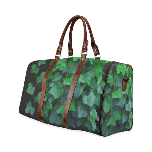 Vines, climbing plant on black Waterproof Travel Bag/Large (Model 1639)