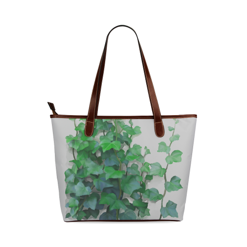 Vines, climbing plant on gray Shoulder Tote Bag (Model 1646)