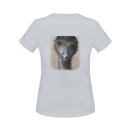 Happy Emu with yellow flower Women's Classic T-Shirt (Model T17）