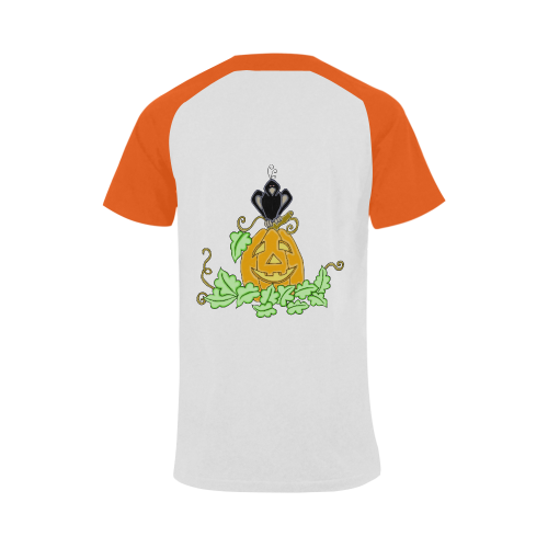 Halloween Crow And Pumpkin Men's Raglan T-shirt Big Size (USA Size) (Model T11)