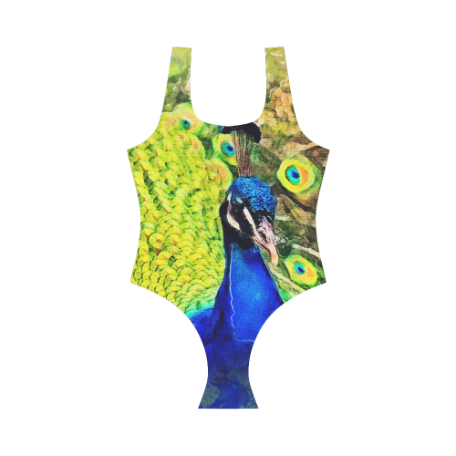 peacock Vest One Piece Swimsuit (Model S04)