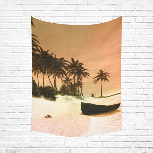 Wonderful seascape with tropical island Cotton Linen Wall Tapestry 60"x 80"