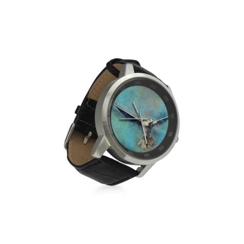 bird Unisex Stainless Steel Leather Strap Watch(Model 202)