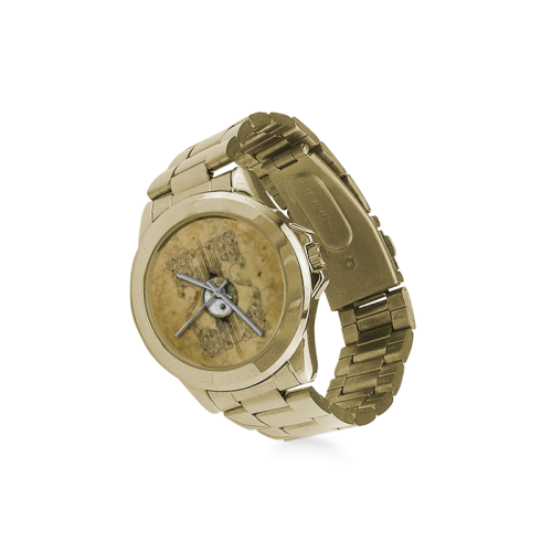 Ying and yang with decorative floral elements Custom Gilt Watch(Model 101)