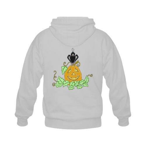 Halloween Crow And Pumpkin Gildan Full Zip Hooded Sweatshirt (Model H02)