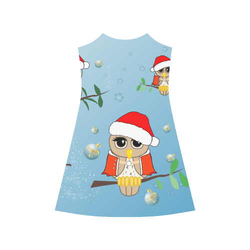 Cute cartoon christmas owls Alcestis Slip Dress (Model D05)