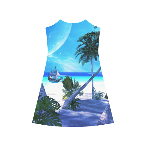 Awesome view over the ocean with ship Alcestis Slip Dress (Model D05)