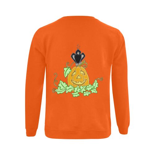 Halloween Crow And Pumpkin Gildan Crewneck Sweatshirt(NEW) (Model H01)
