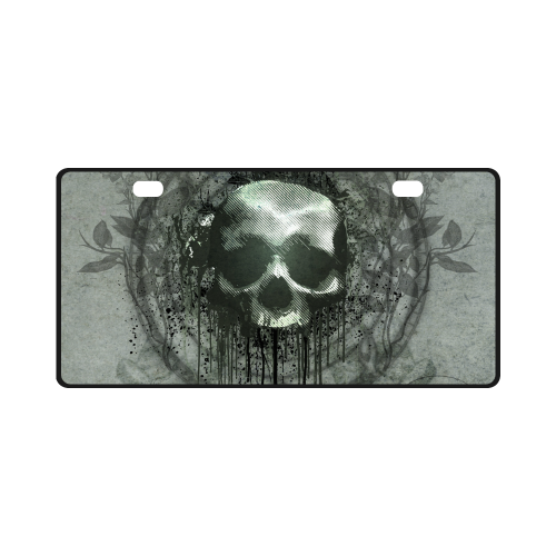 Awesome skull with bones and grunge License Plate