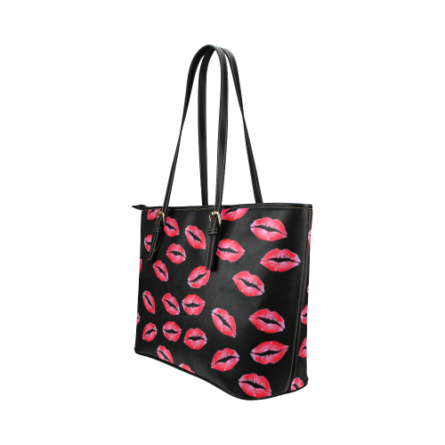 Lipstick Kisses Leather Tote Bag/Small (Model 1651)