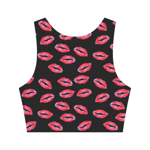 Lipstick Kisses Women's Crop Top (Model T42)