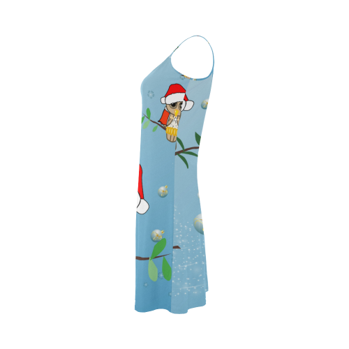 Cute cartoon christmas owls Alcestis Slip Dress (Model D05)